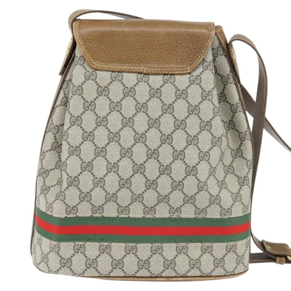 GUCCI GG Supreme Web Sherry Line Shoulder Bag PVC Beige Gold Auth 149255 - Picture 3 of 16